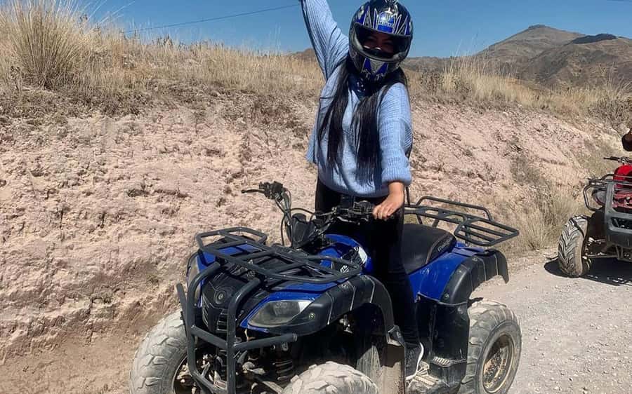 Cusco: Adobe of the gods on quad bikes tour - ATV training and the first big stop: Colonial Aqueduct Fortress