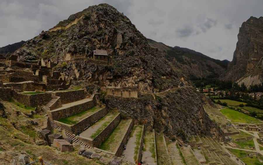 From Cusco: Sacred Valley ending in Ollantaytambo and Lunch - Entering the archaeological center of Pisac: ruins on the mountain
